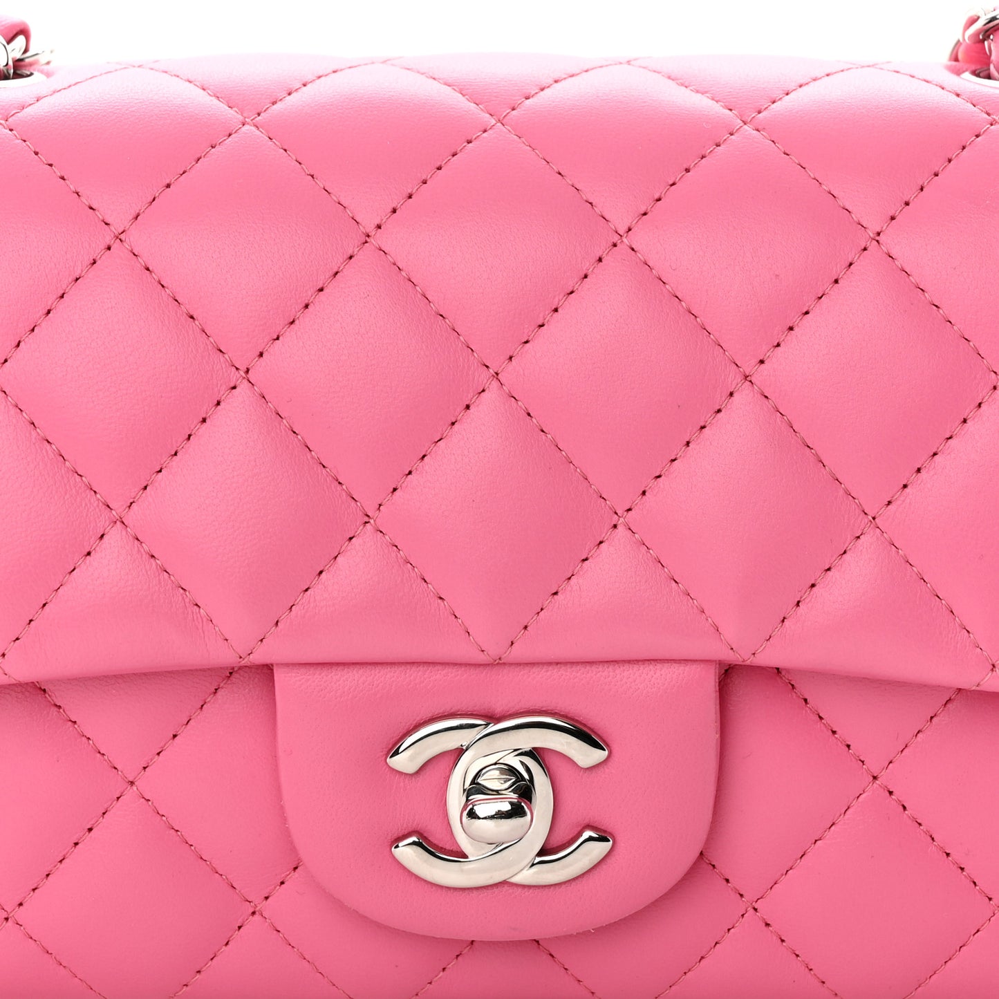 Lambskin Quilted Mini Rectangular Flap Pink