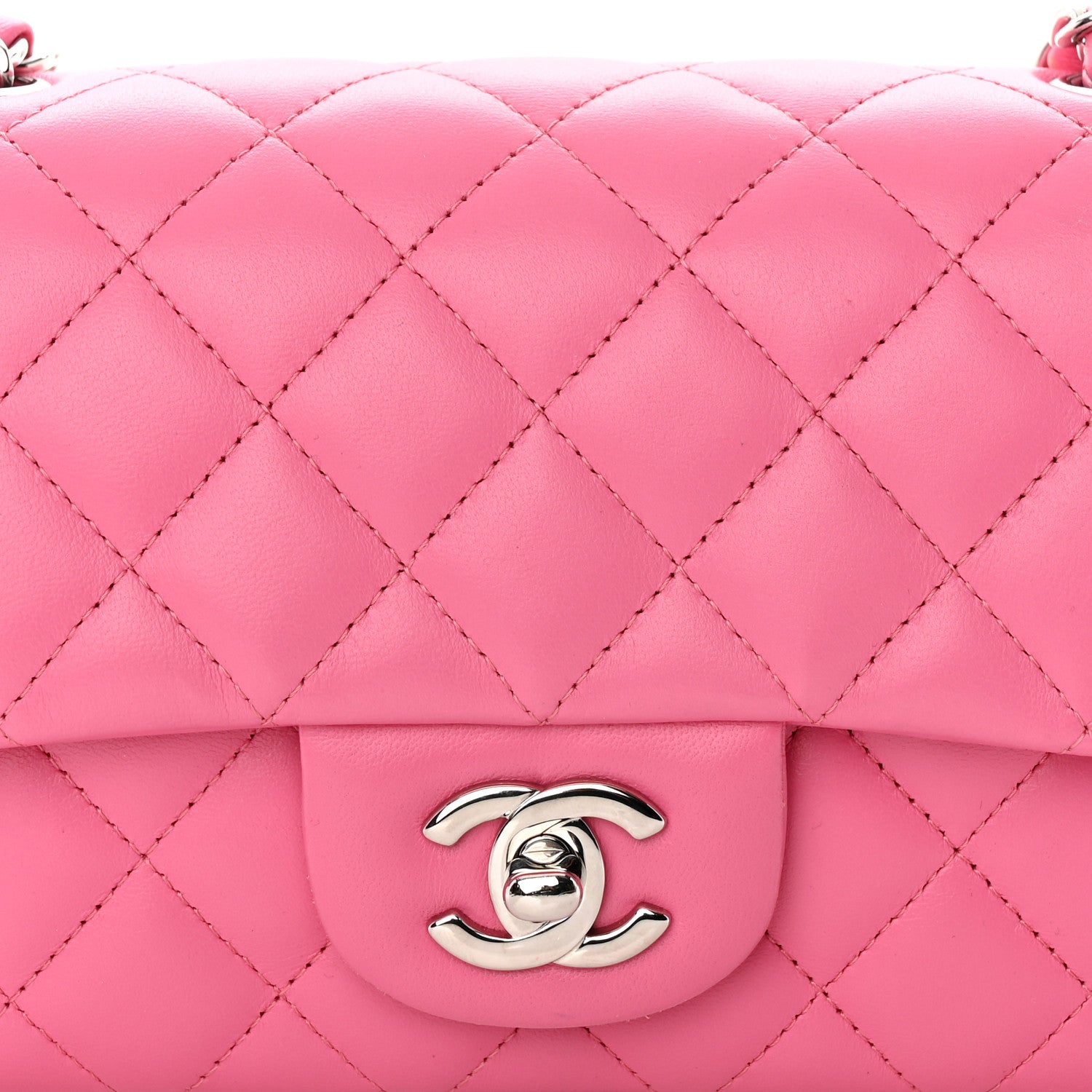 Chanel Lambskin Quilted Mini Rectangular Flap Pink 8 of 17