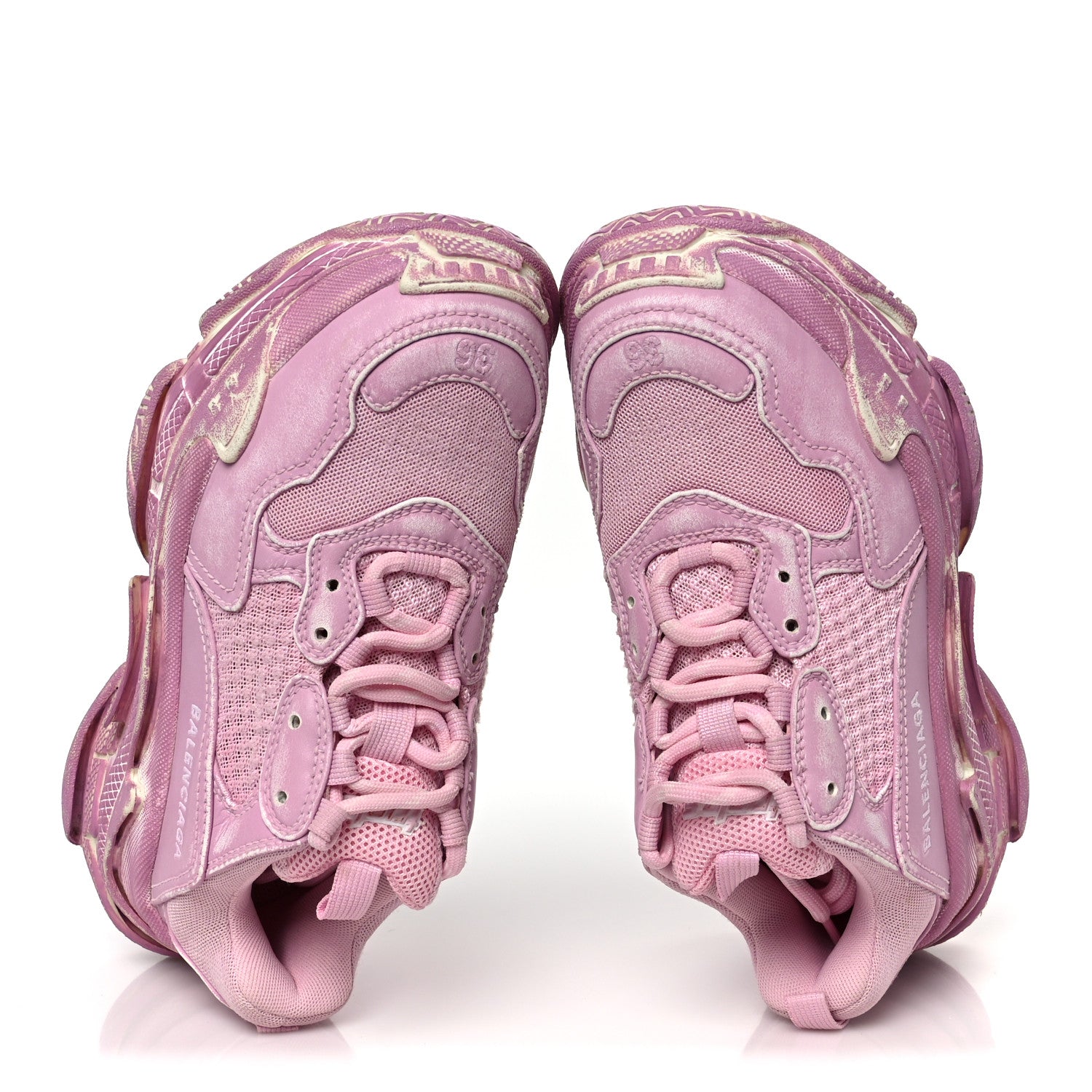 Balenciaga Fabric Mesh Distressed Womens Triple S Sneakers 36 Pink 2 of 9