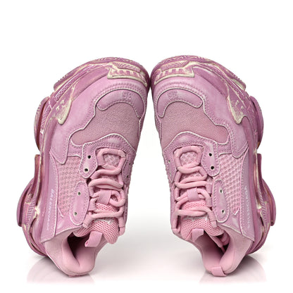 Balenciaga Fabric Mesh Distressed Womens Triple S Sneakers 36 Pink 2 of 9