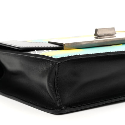 Prada City Calfskin Severine Mermaid Print Flap Black Mango 8 of 10