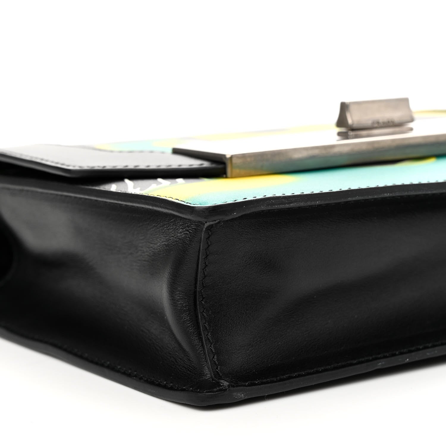 Prada City Calfskin Severine Mermaid Print Flap Black Mango 8 of 10