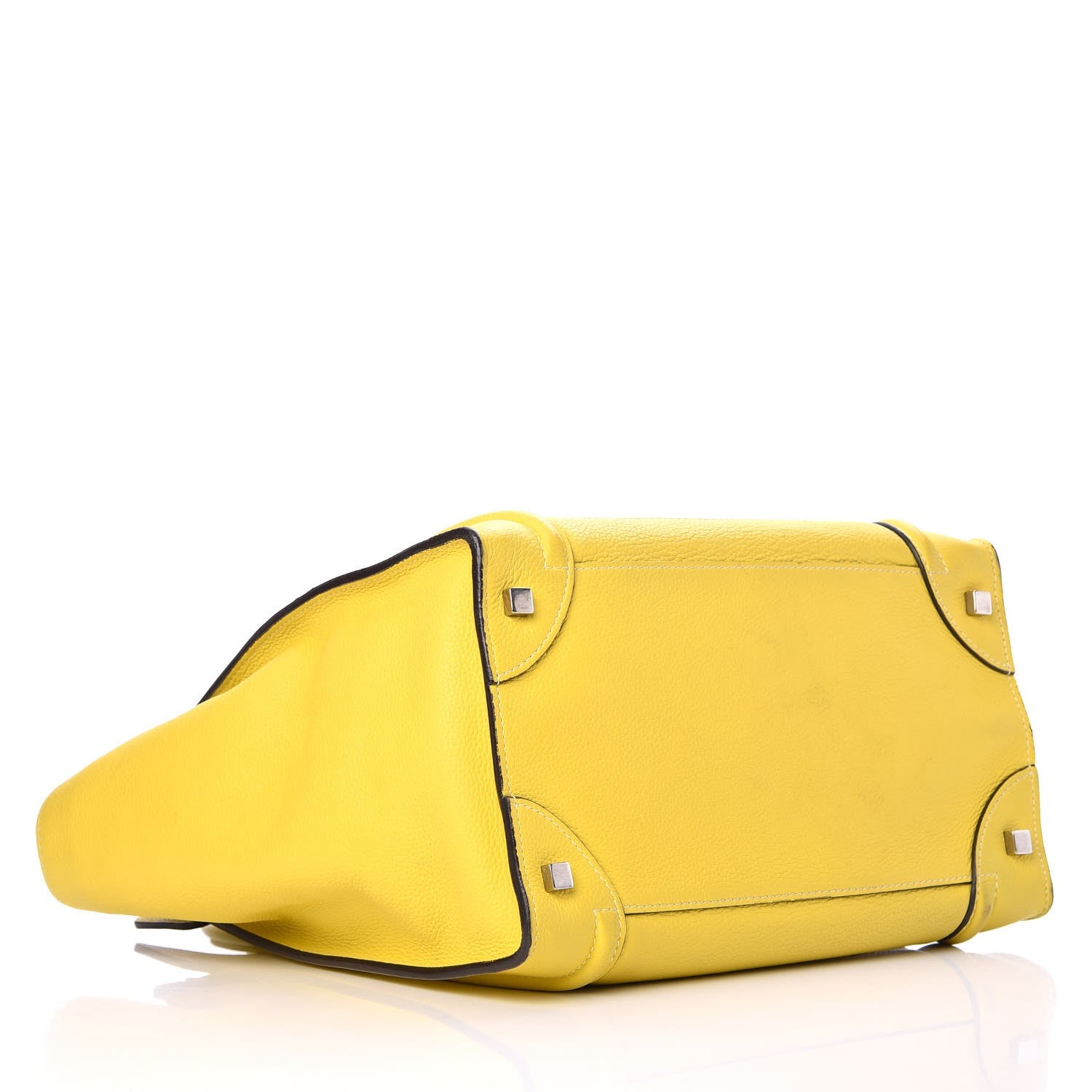 Celine Drummed Calfskin Mini Luggage Citron 4 of 26