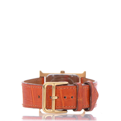 Hermes Stainless Steel Alligator 26mm Heure H Hour Quartz Watch Orange 4 of 8