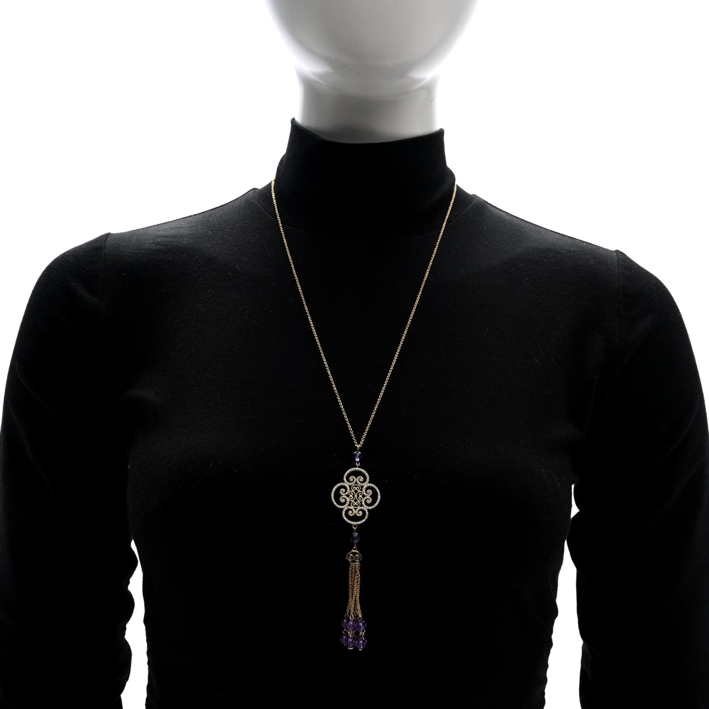 18K Yellow Gold Diamond Amethyst Paloma Picasso Goldoni Tassel Pendant Necklace