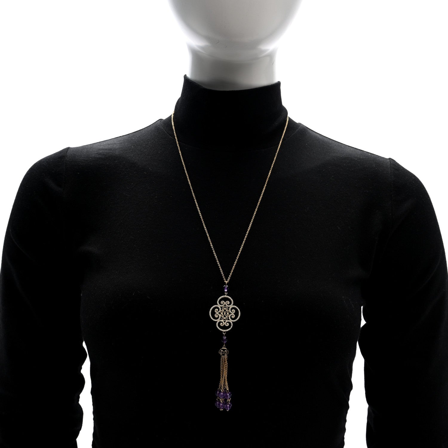 Tiffany 18K Yellow Gold Diamond Amethyst Paloma Picasso Goldoni Tassel Pendant Necklace 2 of 5