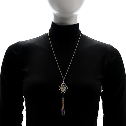 Tiffany 18K Yellow Gold Diamond Amethyst Paloma Picasso Goldoni Tassel Pendant Necklace 2 of 5