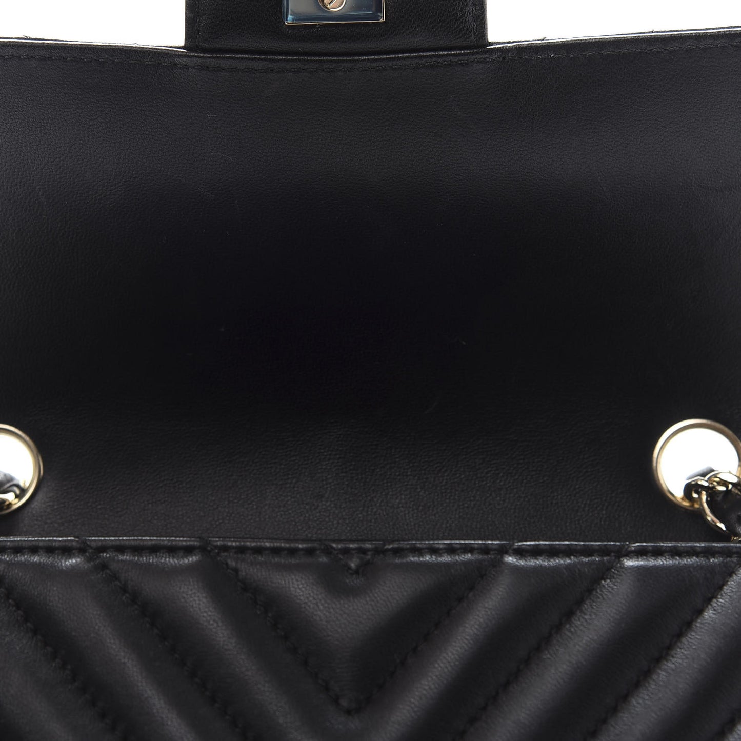 Lambskin Chevron Quilted Mini Rectangular Flap Black