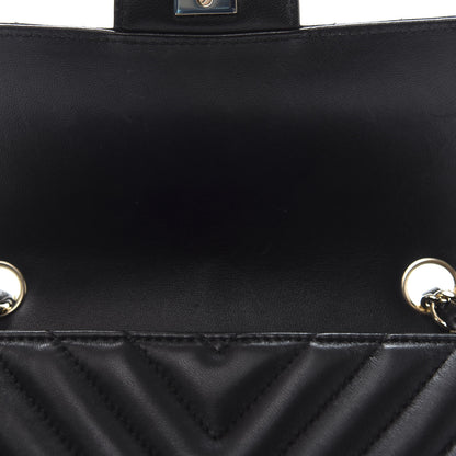Chanel Lambskin Chevron Quilted Mini Rectangular Flap Black 8 of 14