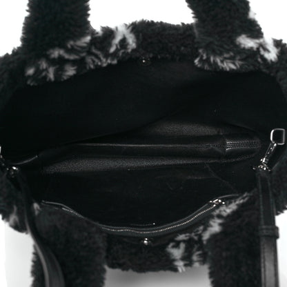 Balenciaga Faux Fur Diagonal Logo Everyday Tote Black White 4 of 8