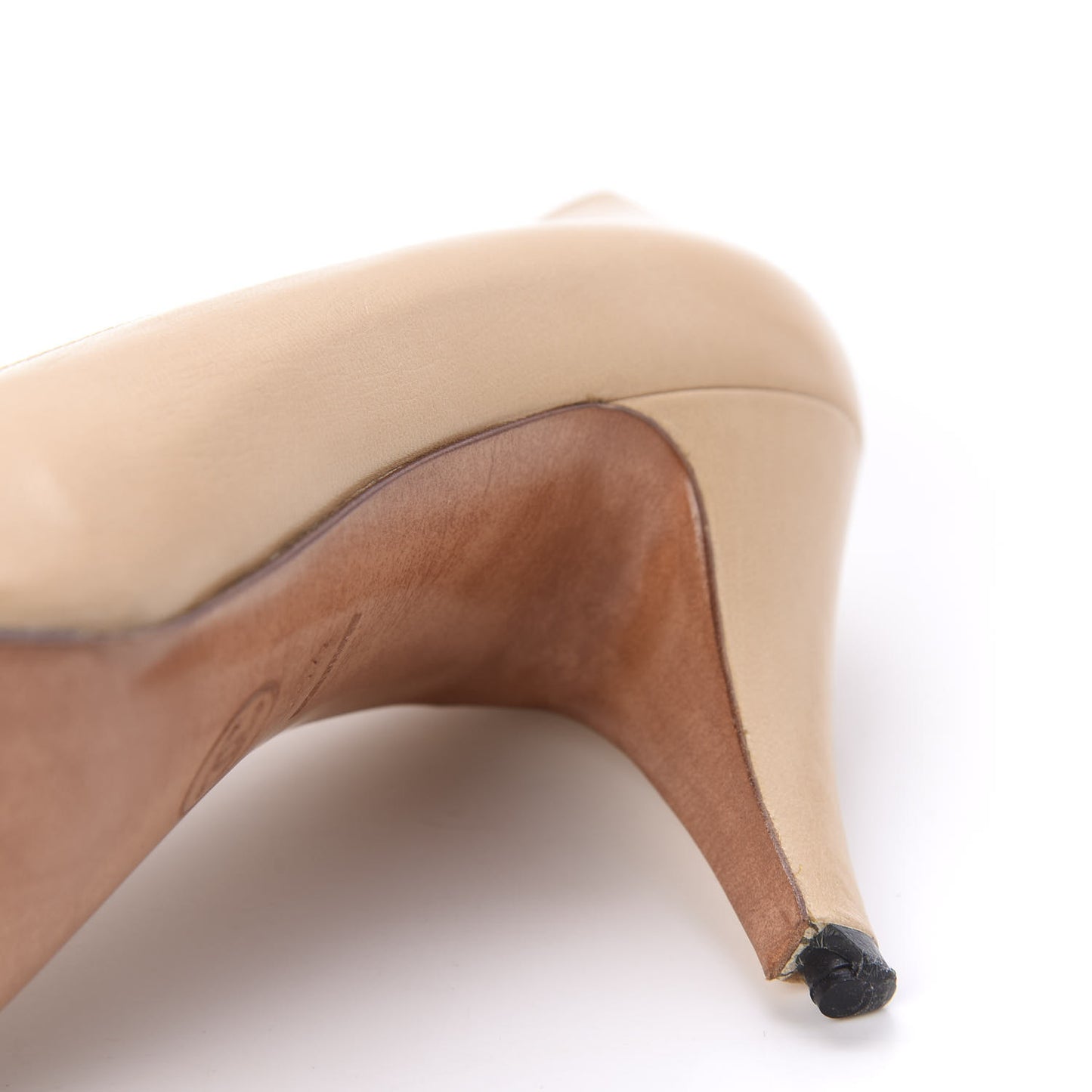 Lambskin Cap Toe Pumps 38.5 Beige Black