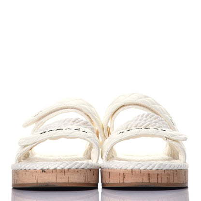 Chanel Cord Lambskin Quilted Logo Mules 41 White 2 of 7