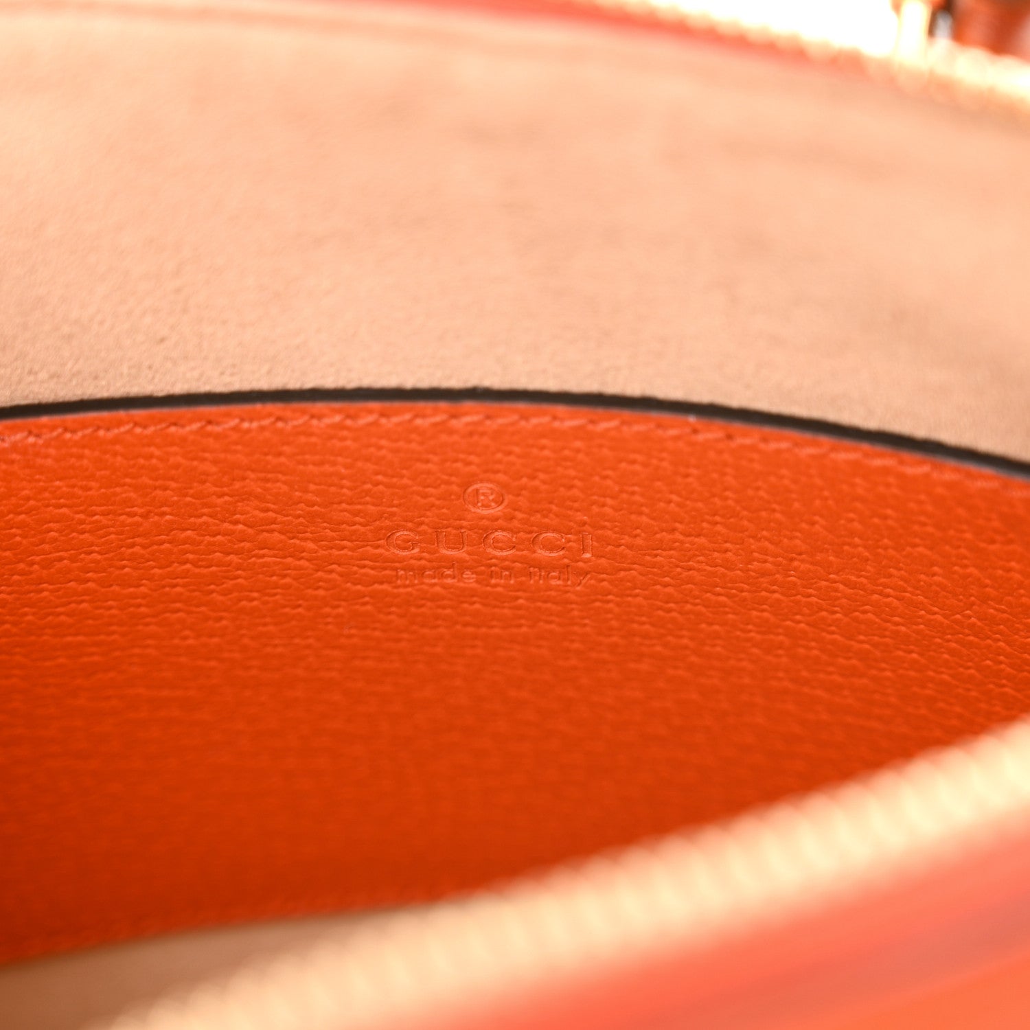 Gucci Textured Dollar Calfskin Mini Diana Dome Tote Bag Deep Orange Spicy Cyclamin 6 of 11