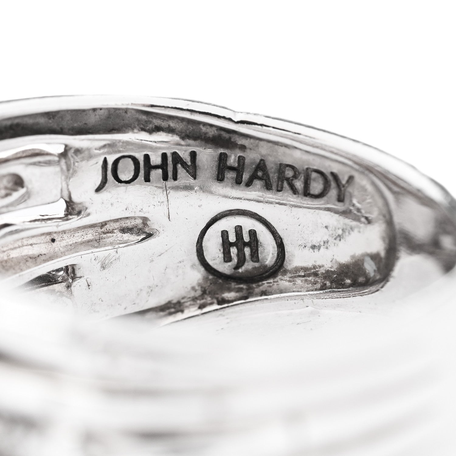 John Hardy Sterling Silver Diamond Bamboo Multi Row Ring 58 8.5 4 of 5