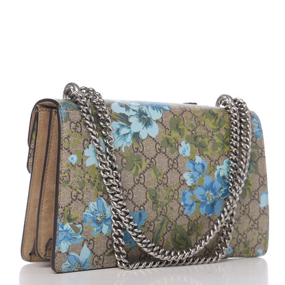 Gucci GG Supreme Monogram Blooms Print Embroidered Small Dionysus Shoulder Bag Blue Taupe 2 of 9