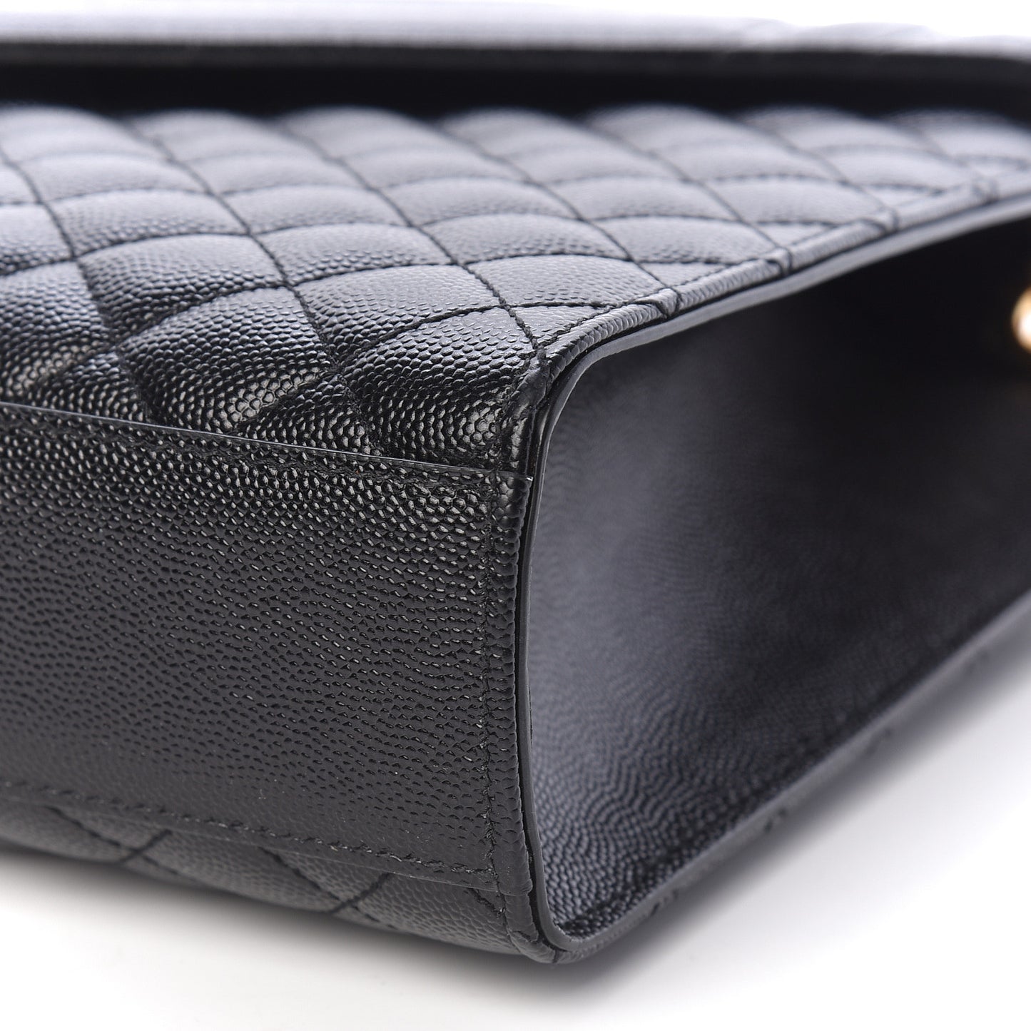 Grain De Poudre Textured Mixed Matelasse Large Triquilt Monogram Satchel Black