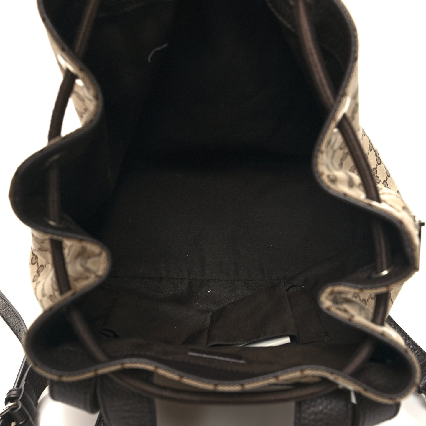 Monogram Dollar Calfskin O Drawstring Backpack Beige Ebony Testa di Moro Dark Chocolate