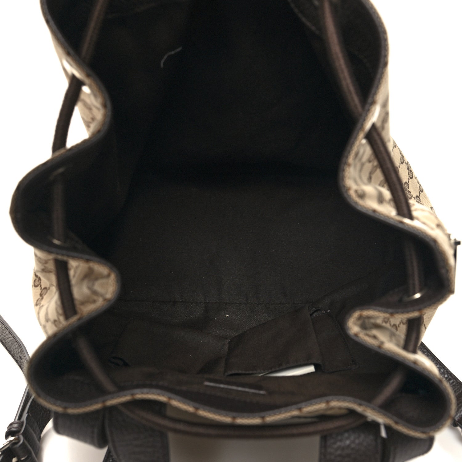 Gucci Monogram Dollar Calfskin O Drawstring Backpack Beige Ebony Testa di Moro Dark Chocolate 5 of 10