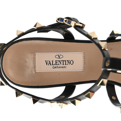 Valentino Garavani Calfskin Rockstud 60mm City Sandals 37.5 Black 7 of 8