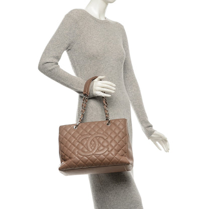 Chanel Caviar Quilted Grand Shopping Tote GST Taupe 2 of 8