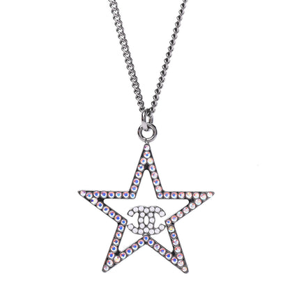 Chanel Ruthenium Crystal Star CC Necklace Iridescent Pink 4 of 6