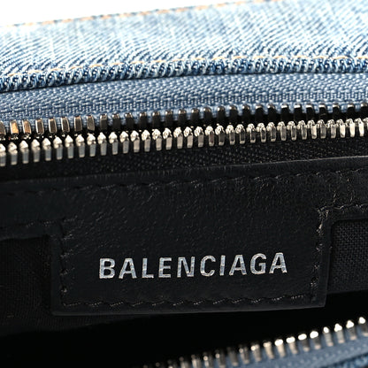 Balenciaga Washed Frayed Denim Crystal Small Le Cagole Shoulder Bag Blue 6 of 9