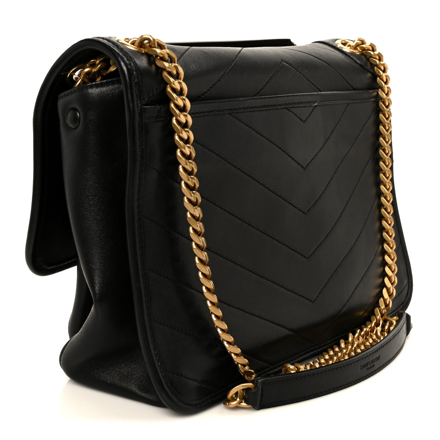 Saint Laurent Lambskin Matelasse Monogram Medium Niki Chain Satchel Black 3 of 11