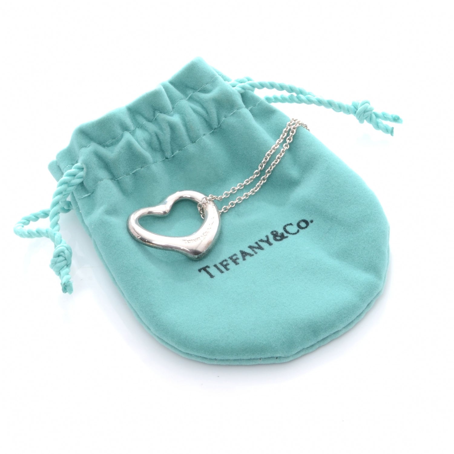 Tiffany Sterling Silver 16mm Elsa Peretti Open Heart Pendant Necklace 6 of 6