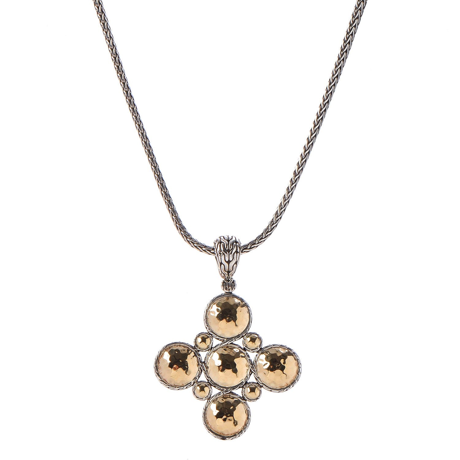 John Hardy Sterling Silver 22K Gold Palu Cross Pendant Necklace 1 of 9