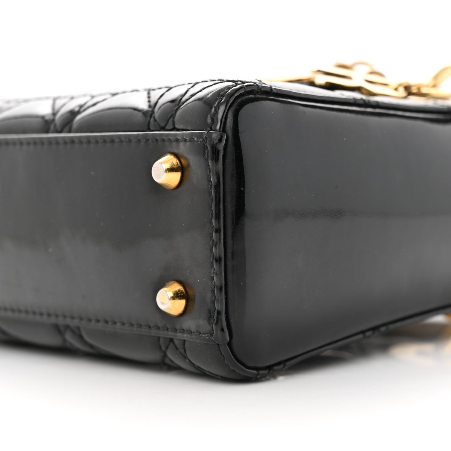 Patent Cannage Mini Lady Dior Black