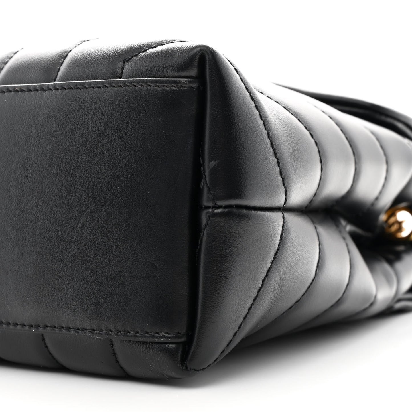 Calfskin Y Quilted Monogram Small Loulou Chain Satchel Black