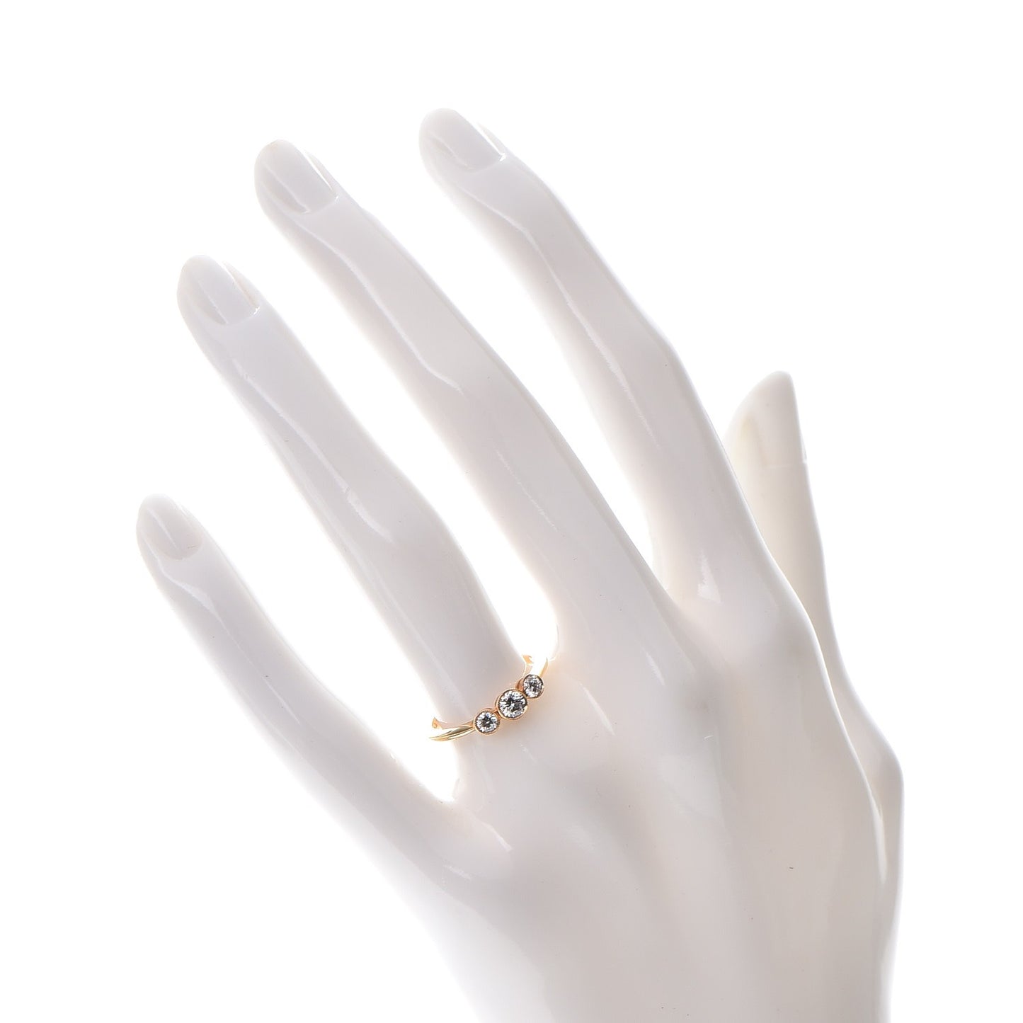 18K Yellow Gold Diamond Three Stone Milgrain Ring 50.6 5.5