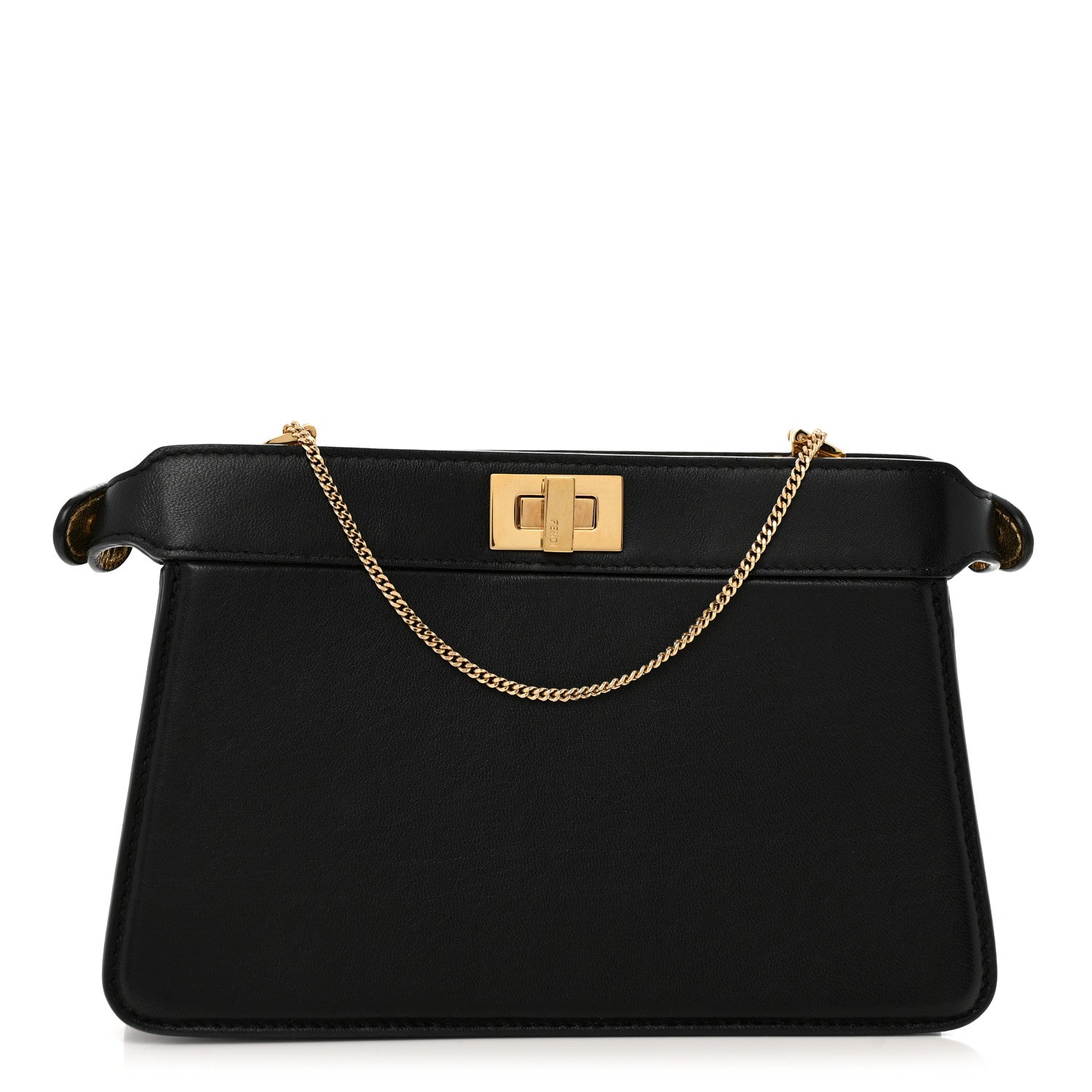 Fendi Nappa Small Peekaboo I SEE U East West Chain Satchel Black 1 of 14