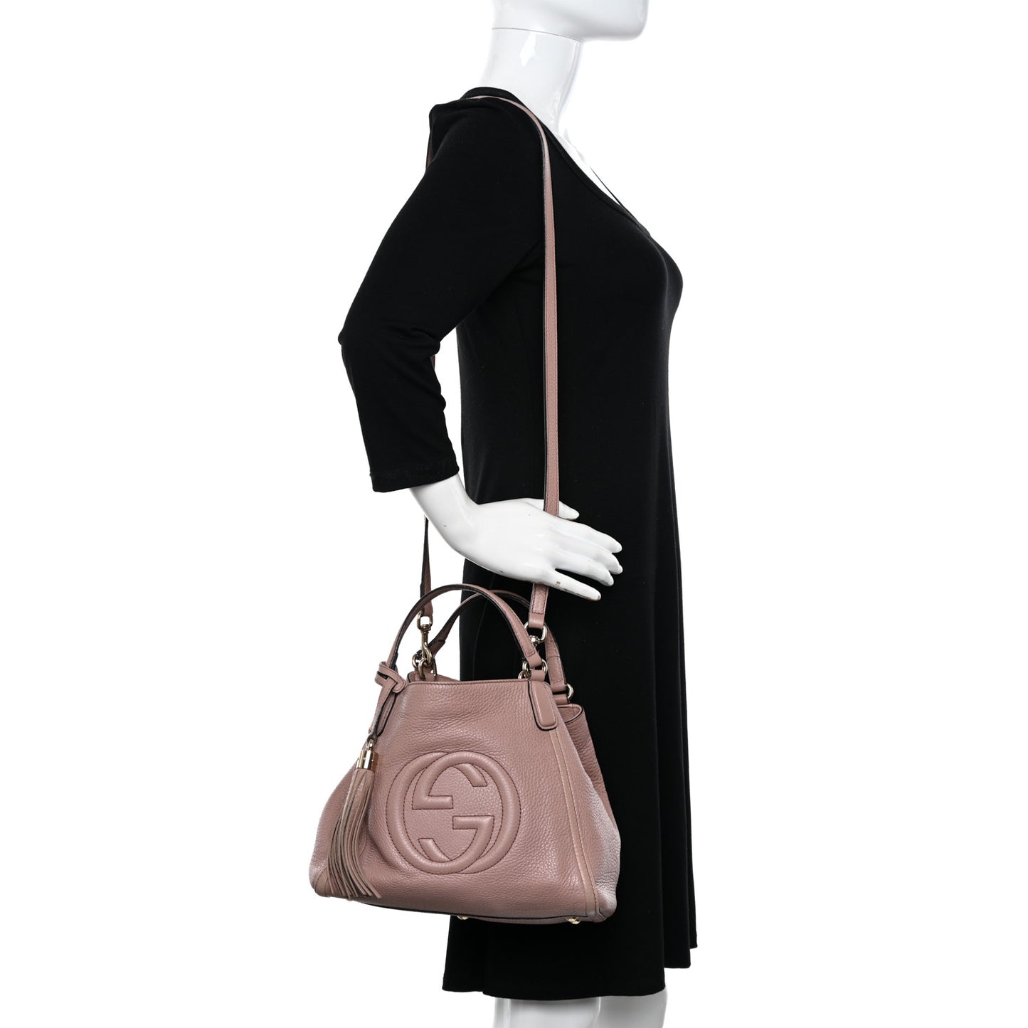 Pebbled Calfskin Small Soho Shoulder Bag Light Pink