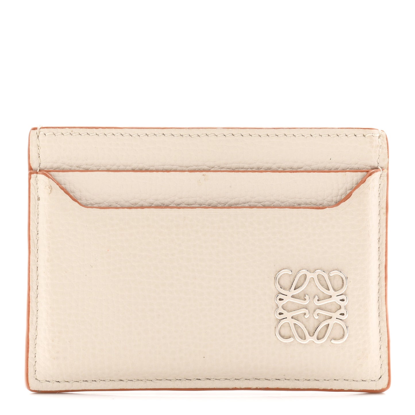 Soft Grained Calfskin Anagram Card Holder Light Oat