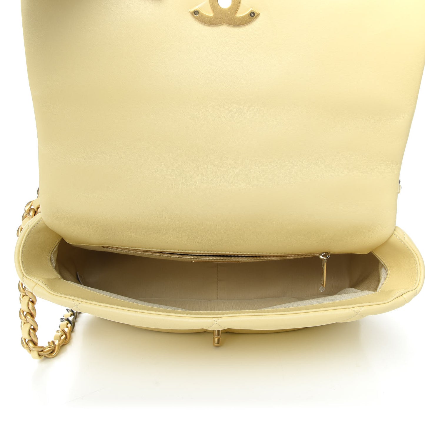 Lambskin Quilted Large 19 Flap Yellow