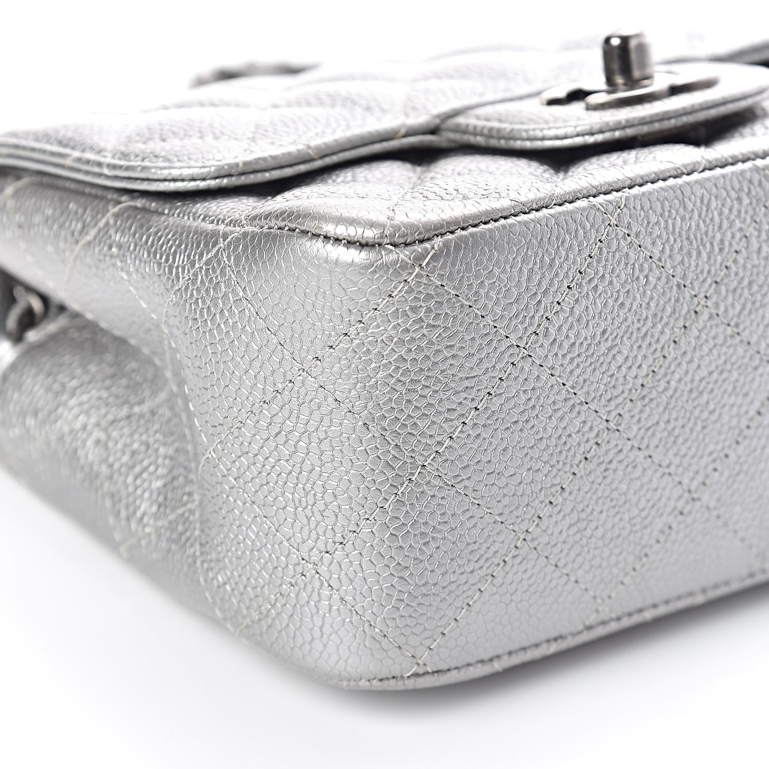 Chanel Metallic Caviar Quilted Mini Square Flap Silver 8 of 11