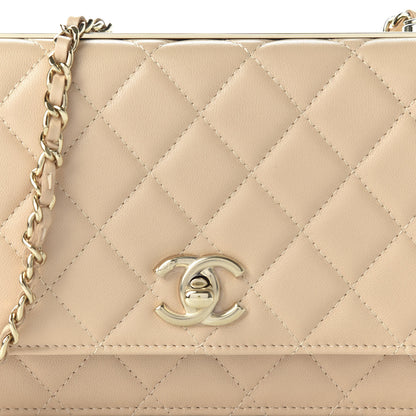 Chanel Lambskin Quilted Trendy CC Wallet On Chain WOC Beige 10 of 11