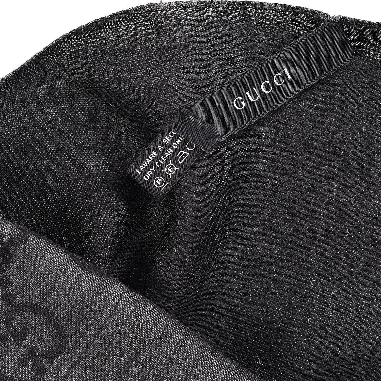 Gucci Wool Silk GG Monogram GGNat Scarf Anthracite 4 of 5