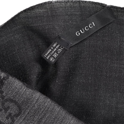 Gucci Wool Silk GG Monogram GGNat Scarf Anthracite 4 of 5
