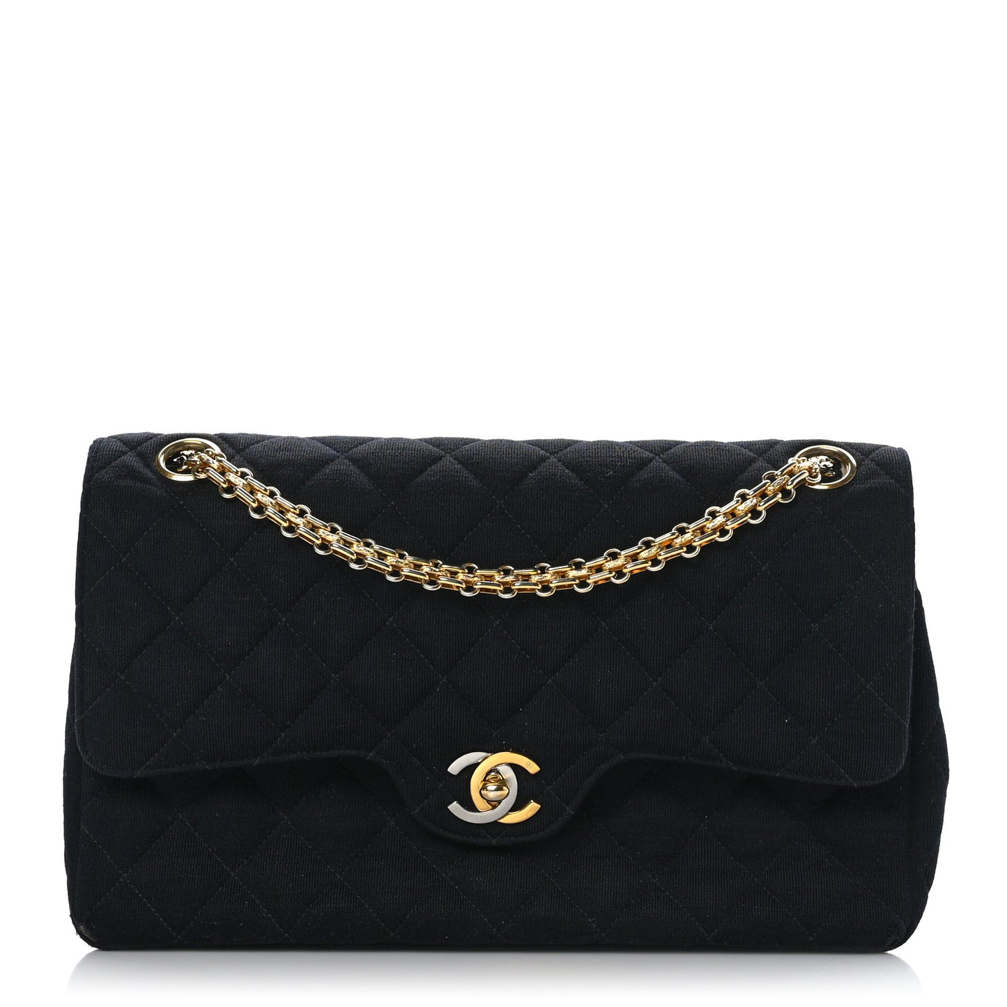 Jersey Quilted Medium Double Flap Black