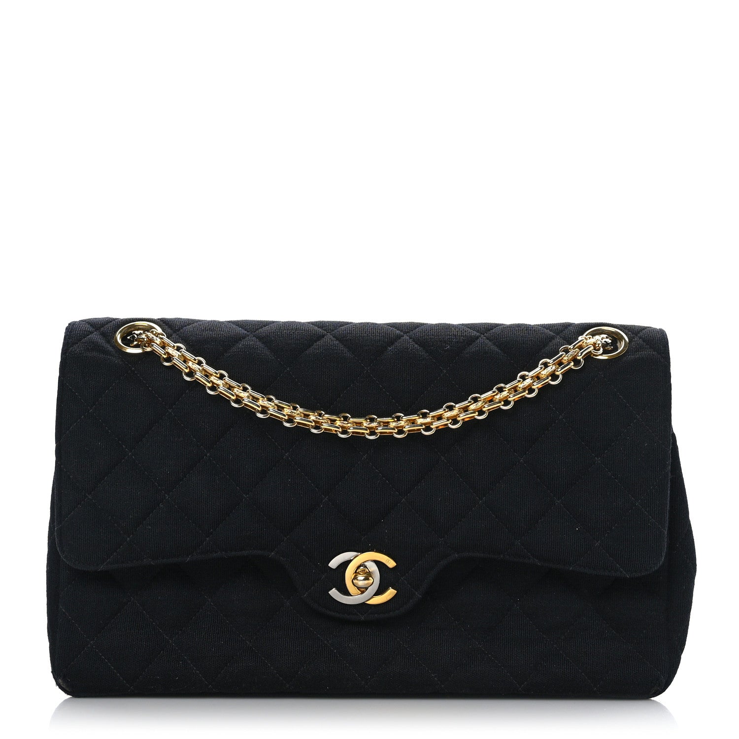Chanel Jersey Quilted Medium Double Flap Black 1 of 12