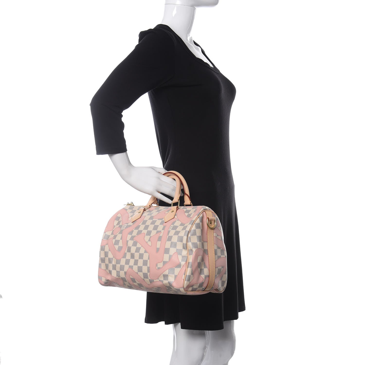 Louis Vuitton Damier Azur Tahitienne Speedy Bandouliere 30 Rose Ballerine 2 of 12