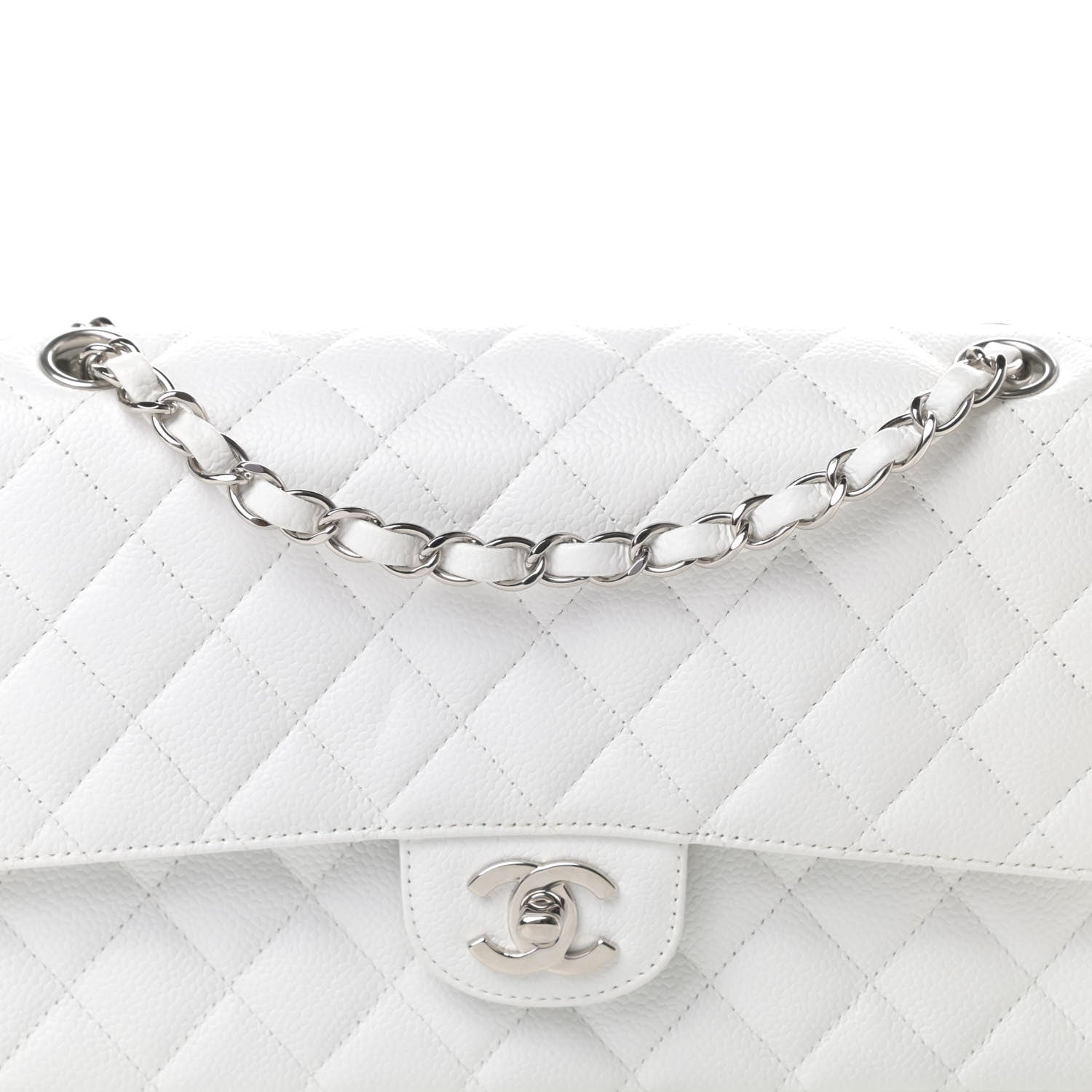 Chanel Caviar Quilted Medium Double Flap White 8 of 13