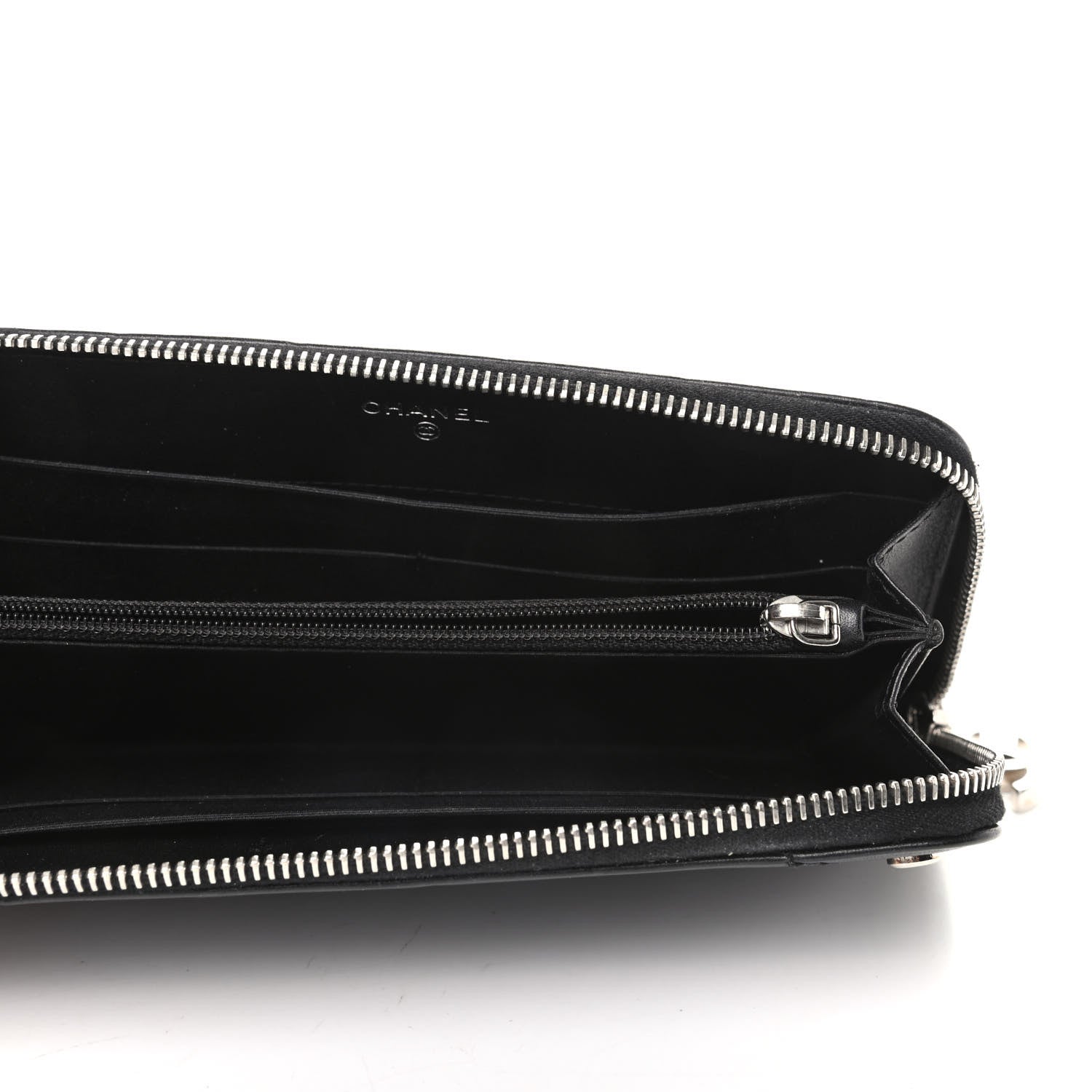 Chanel Lambskin Chevron Quilted CC Zip Around Wallet Black 5 of 8