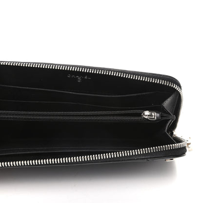 Chanel Lambskin Chevron Quilted CC Zip Around Wallet Black 5 of 8