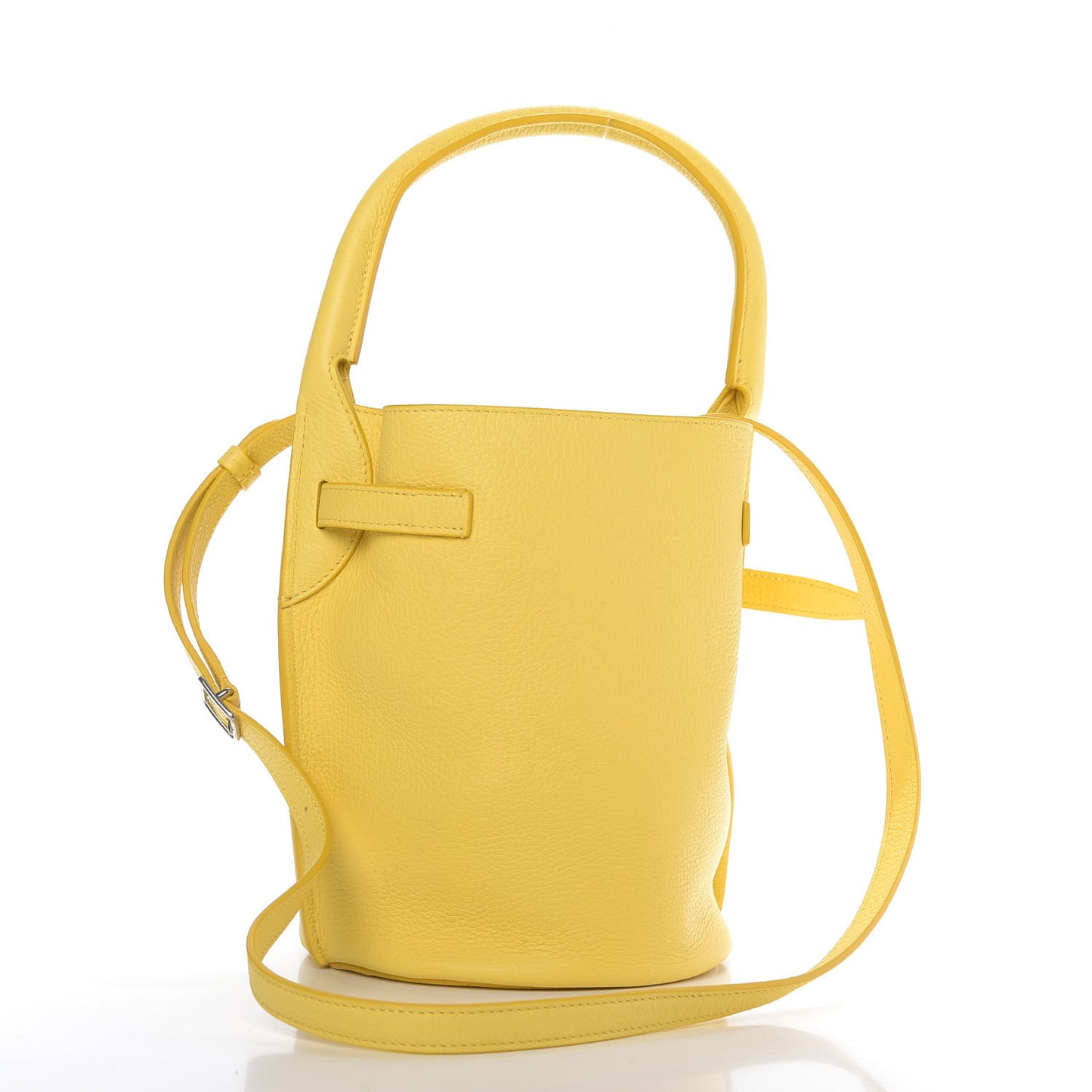 Grained Calfskin Nano Big Bag Bucket Citron