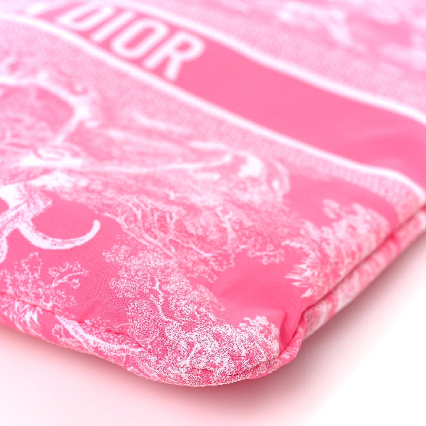 Embroidered Toile De Jouy Diortravel Zipped Pouch Pink