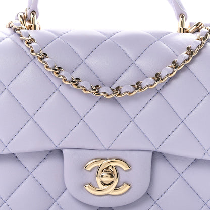 Chanel Lambskin Quilted Mini Top Handle Rectangular Flap Light Purple 8 of 11