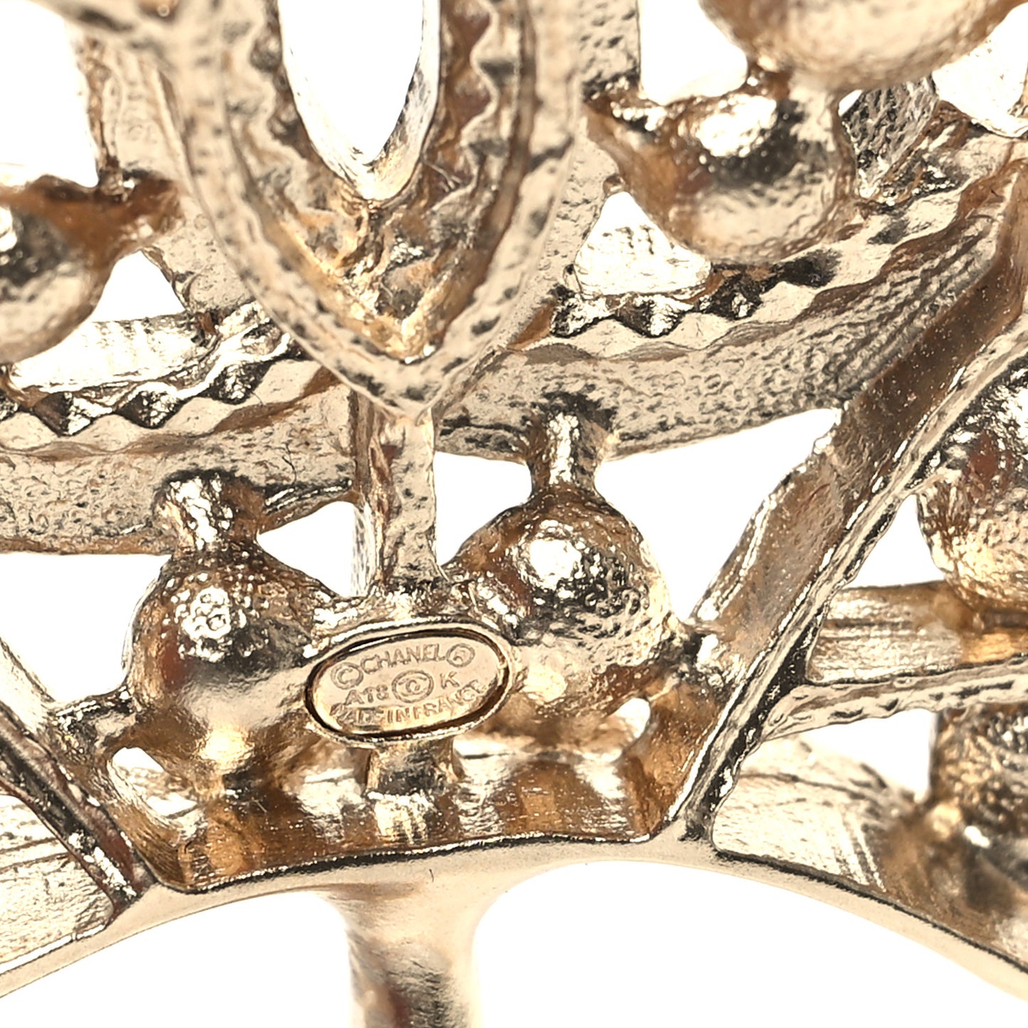 Pearl Crystal CC Leaf Brooch Gold